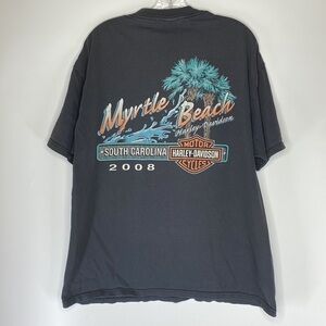 Harley Davidson Black Myrtle Beach South Carolina 2008 Tshirt XL Grunge
